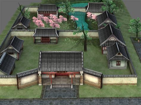 Ancient Chinese Courtyard House 3d Model 3ds Max Files