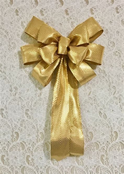 Gold Holiday Bow Metallic Luxe Wreath Bow Holiday Decor The