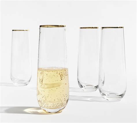 Gold Rim Stemless Champagne Flutes Set Of 4 Pottery Barn