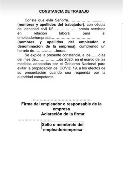 Modelo De Certificado De Trabajo Paraguay