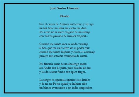 Descubrir 46 Imagen Poema Blason De Jose Santos Chocano
