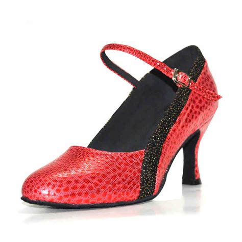 Pu Leather Sole Soft Female Women Dance Shoes Blackred Closed Pointed