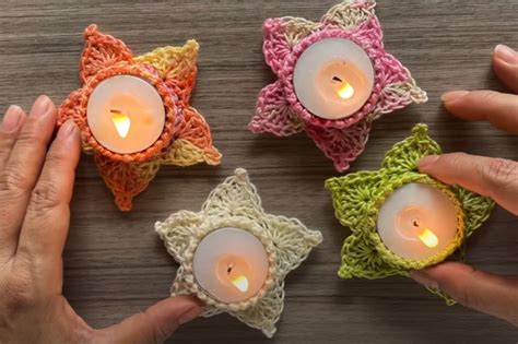 Crochet Fast And Easy Star Candle Holders Crochet Ideas
