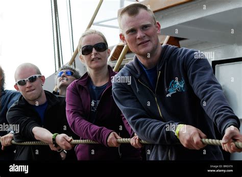 Crew Aboard The Christian Radich During Kristiansand Hartlepool Leg Of