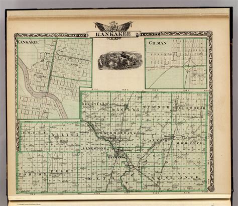 Map Of Kankakee County With Kankakee With Gilman Union Atlas Co