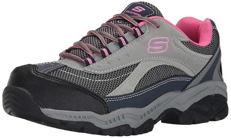 Skechers For Work Womens Doyline Steel Toe Hiker Boot Gray Pink Size