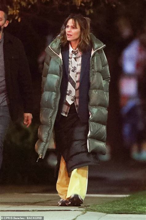 Jennifer Garner Bundles Up In A Green Puffer Jacket While Filming