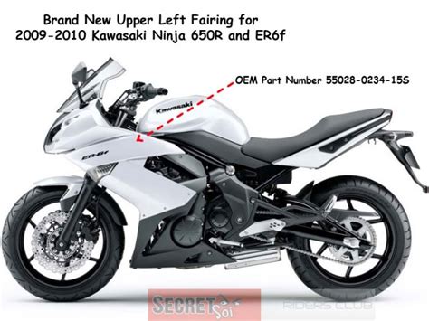 Kawasaki Ninja 650r Er6f Oem Left Upper Fairing White 2009 2010 2011 New