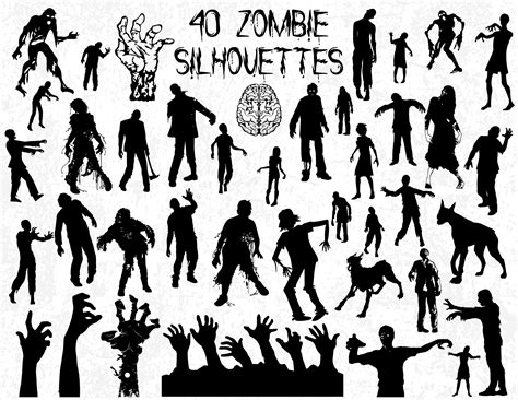40 Zombie Silhouettes Zombie Svg Zombie Silhouettes Svg Etsy Canada