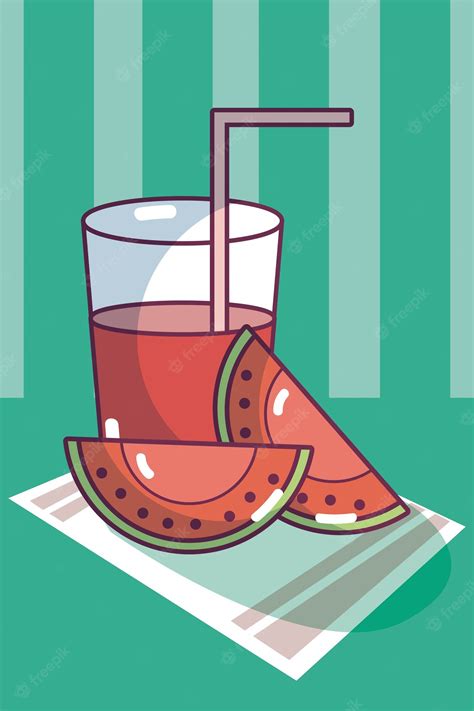 Premium Vector Watermelon Juice Cup Natural And Fresh Cartoon