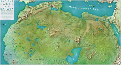 The world's largest desert is a very cold place. OC A Map of the Saharan Mega-Lakes during the Holocene Wet Phase : MapPorn