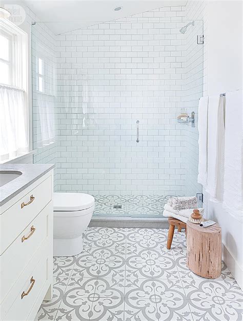 30 beautiful and inspiring bathroom flooring ideas and options including hardwood, natural stone, mosaic tiles, concrete, rubber, vinyl, linoleum and more. Granada Tile's Normandy Cement Tiles Calm As Bathroom ...