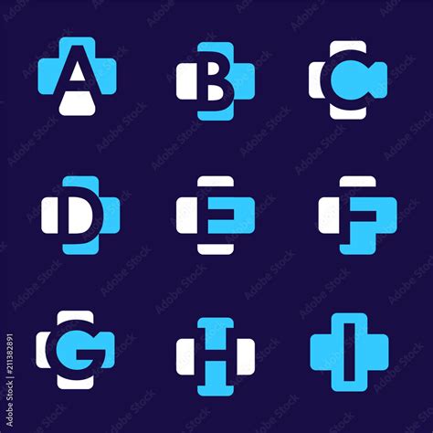 Medical Cross Alphabet Letters Set Logo Element Corporate Branding