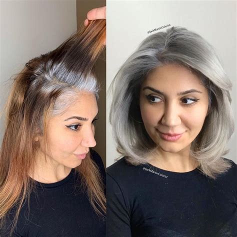 Platinum Gray Lob For Young Grey Hair Color Gray Color Silver Color