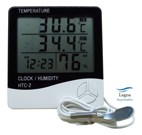 Medidor Umidade Ar Termometro Sensor Externo Rel Gio Digital Mercado