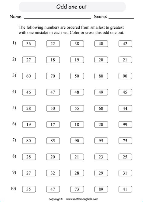 The title of each worksheet indicates the type and difficulty of the questions e.g. Printable primary math worksheet for math grades 1 to 6 ...
