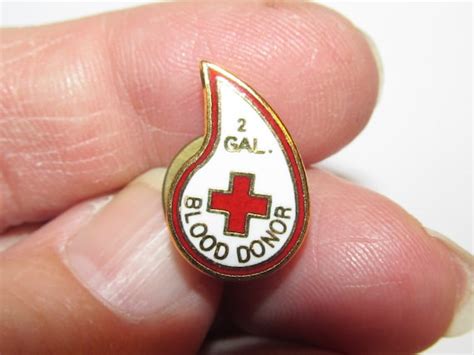 Vintage American Red Cross 2 Gallon Blood Donor Pin B Gem