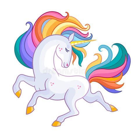Vector Illustration Beatiful Unicorn With Rainbow Mane Stock Vector