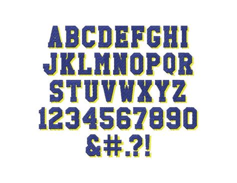 Varsity Collegiate Block Type Shadow Font Fill Stitch Machine Etsy Uk
