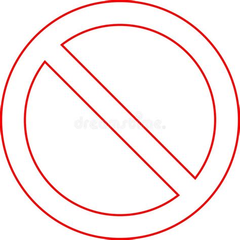 Prohibited And No Sign Preventing Entry On Red Outline Circle With