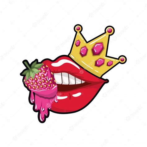 Premium Vector Female Mouth Dripping With Strawberry Fruit