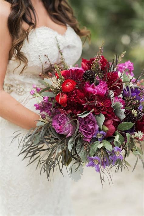 Jewel Tone Florida Wedding Wedding Flower Arrangements Burgundy