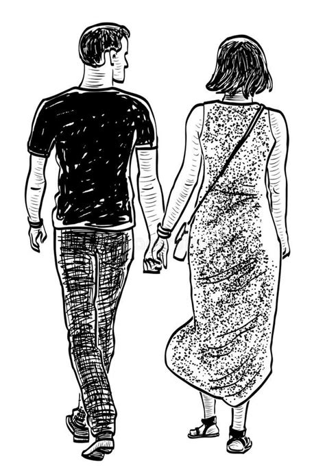 Sketch Couple Walking Stock Illustrations 953 Sketch Couple Walking