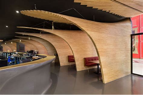 Stunning Wood Structures In Modern Restaurant Interior