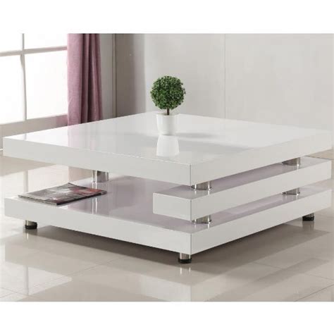Borneo Square High Gloss Coffee Table In White Fif Modern Square