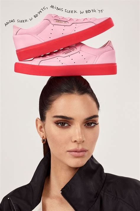 Kendall Jenner Poses With Adidas Originals Sleek Sneakers In Pink