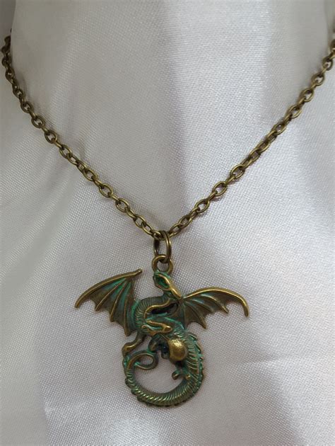 Antiqued Dragon Necklace Etsy Dragon Necklace Dragon Pendant