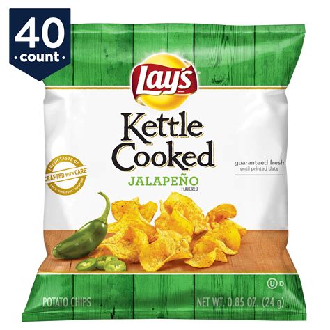 Lays Kettle Cooked Potato Chips Jalapeno 085 Oz Bags 40 Count