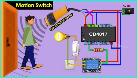 Motion Sensor Light Using Ir Proximity Sensor And Cd4017