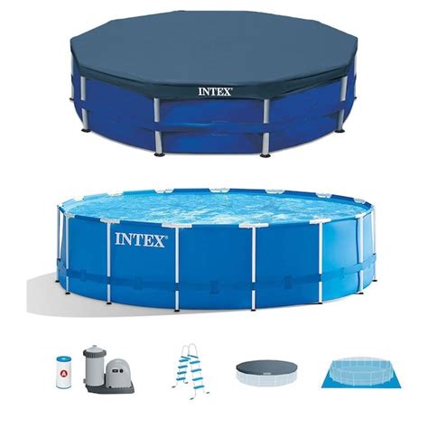 Intex 15 Ft X 15 Ft X 48 In Metal Frame Round Above Ground Pool With