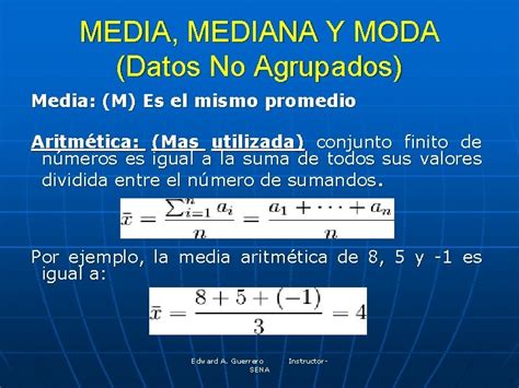 Media Moda Y Mediana Datos Agrupados Y No