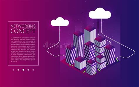 Modern Cloud Technology And Networking Concept Flat Vector Isometric