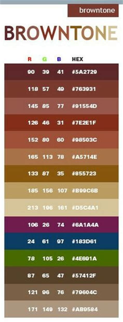 Earth Tone Color Schemes With Rgb And Hex Color Values Creative Color