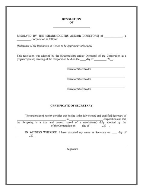 Corporate Resolution Fillable Form Printable Forms Free Online