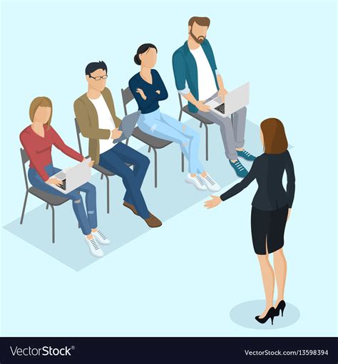 Isometric People Briefing Royalty Free Vector Image