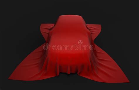 Car Under The Red Cloth Cover Stock Illustration Illustration Of