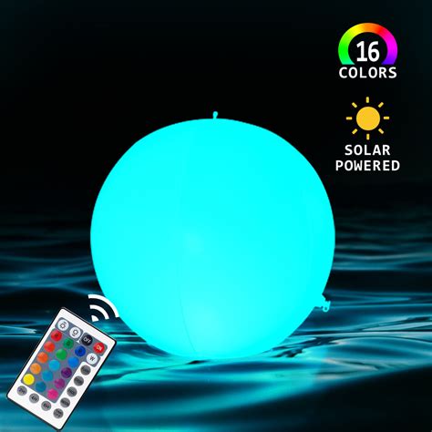 Ir Remote Controlled Led Solar Inflatable Ball Cordless Pool Floating