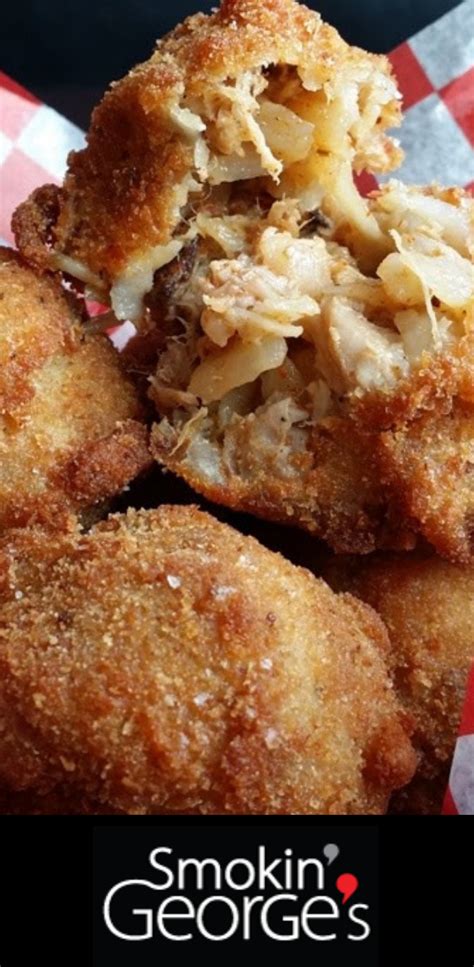 Pulled pork is a relatively simple dish to make: Pulled pork-stuffed tater tots at Smokin' George's | Side dishes for bbq, Food, Summer eating