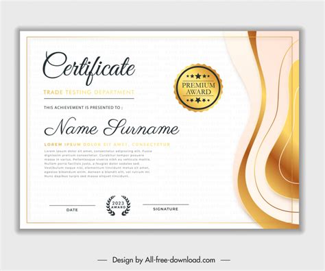 Certificate Background Elegant Curves Texts Vectors Images Graphic Art