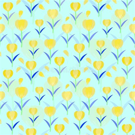 Tulips Seamless Pattern Background Floral Vector Designed Stock