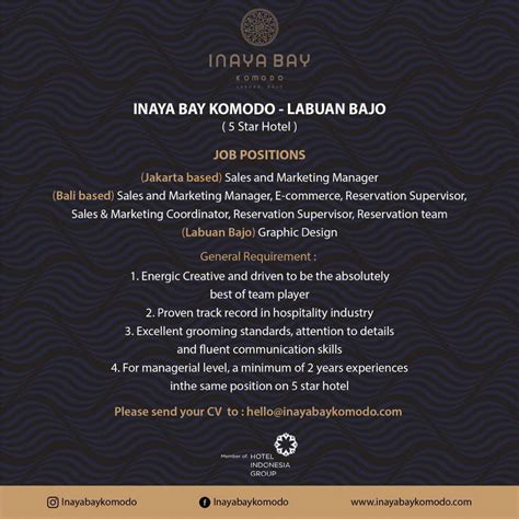 The wireline field operator is responsible for delivering safe. Inaya Bay Komodo Labuan Bajo - HHRMA Hotel Job Vacancy ...