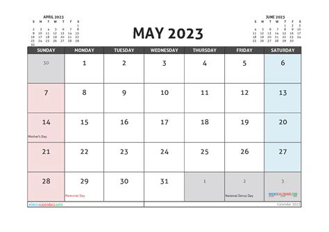 Printable May 2023 Calendar Free 12 Templates