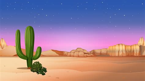 Desert Scene With Sunset 300231 Vector Art At Vecteezy