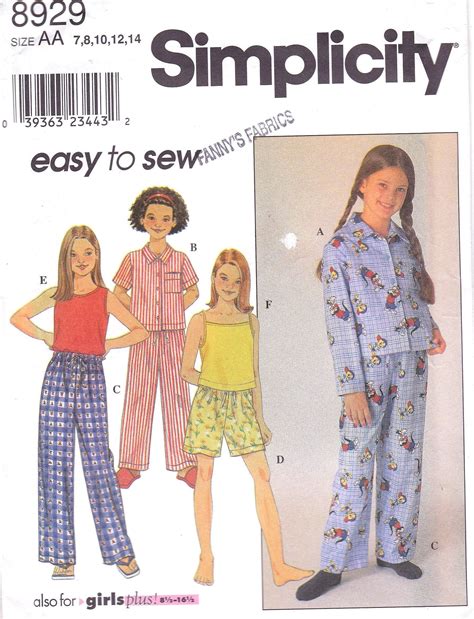 Girls Pyjama Patterns Pull On Pyjama Pants Or Shorts Button Etsy