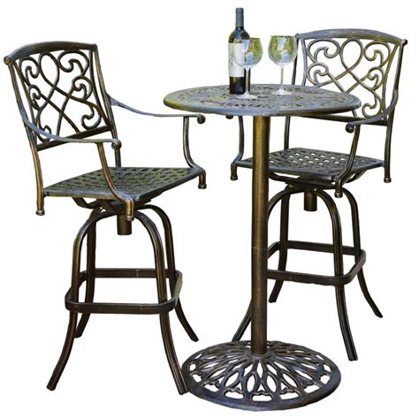 3 Piece Bar Height Patio Bistro Sets For The Outdoors Reviews