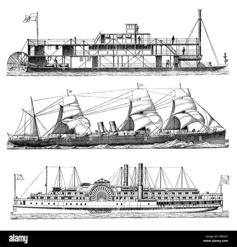 Schiffe Angetrieben Durch Dampfmaschinen Dampf Schiffe Oder Dampfer 19 Jahrhundert